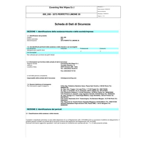 Salviette igienizzanti Perfetto 20x30 cm profumate bianco conf. 20 salviette - 0268